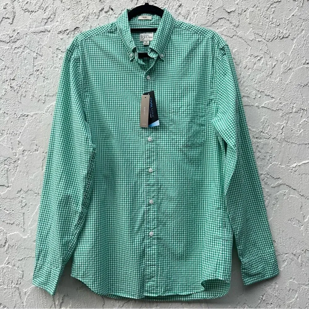 J CREW Long Sleeve Shirt Mens Size Medium‎ Secret Wash Lightweight Check Plaid